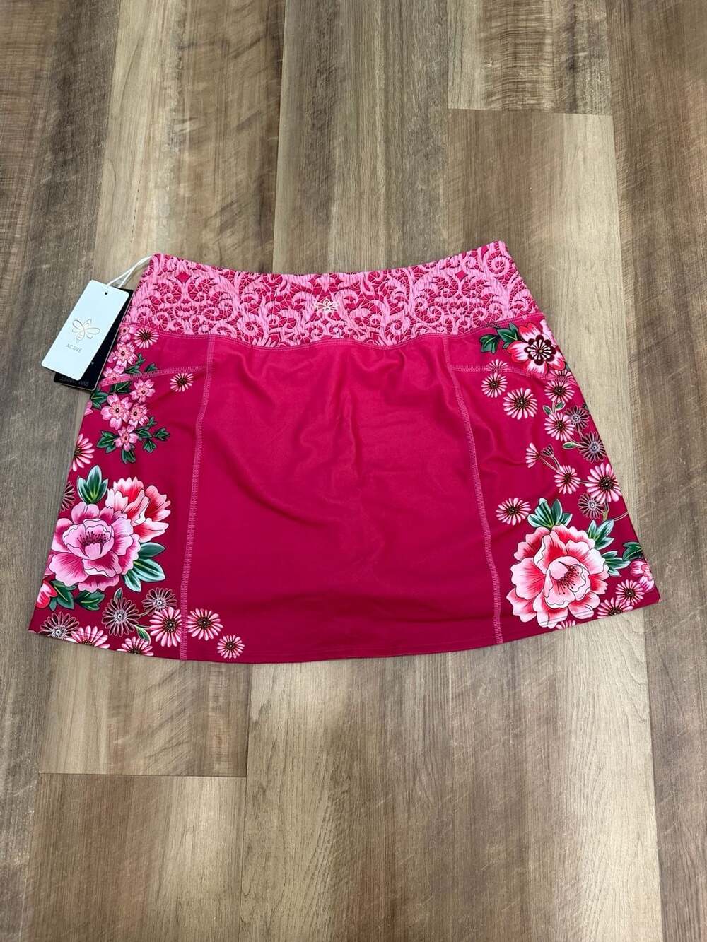 Johnny Was Active Floral Print Athletic Skort- Bee Active Dolphin Hem - Picture 6 of 10